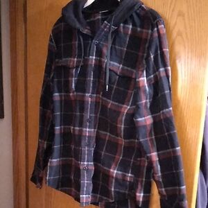 Burnside Black and Red Plaid Shirt Jacket